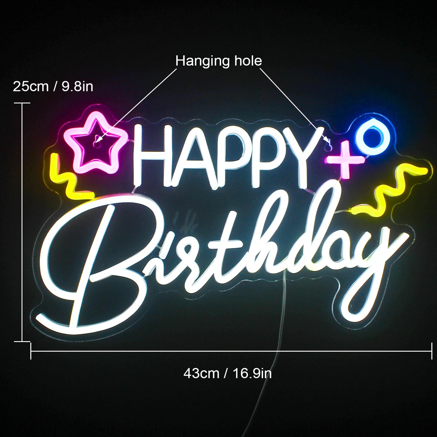 Happy Birthday 5V USB LED Neon Sign - Budget Friendly