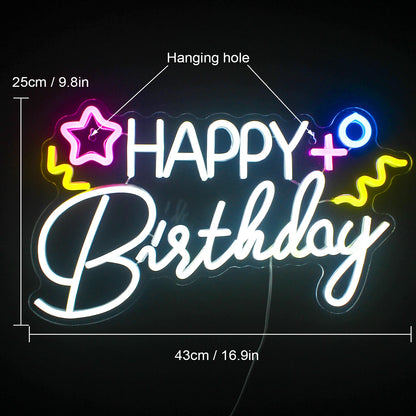 Happy Birthday 5V USB LED Neon Sign - Budget Friendly