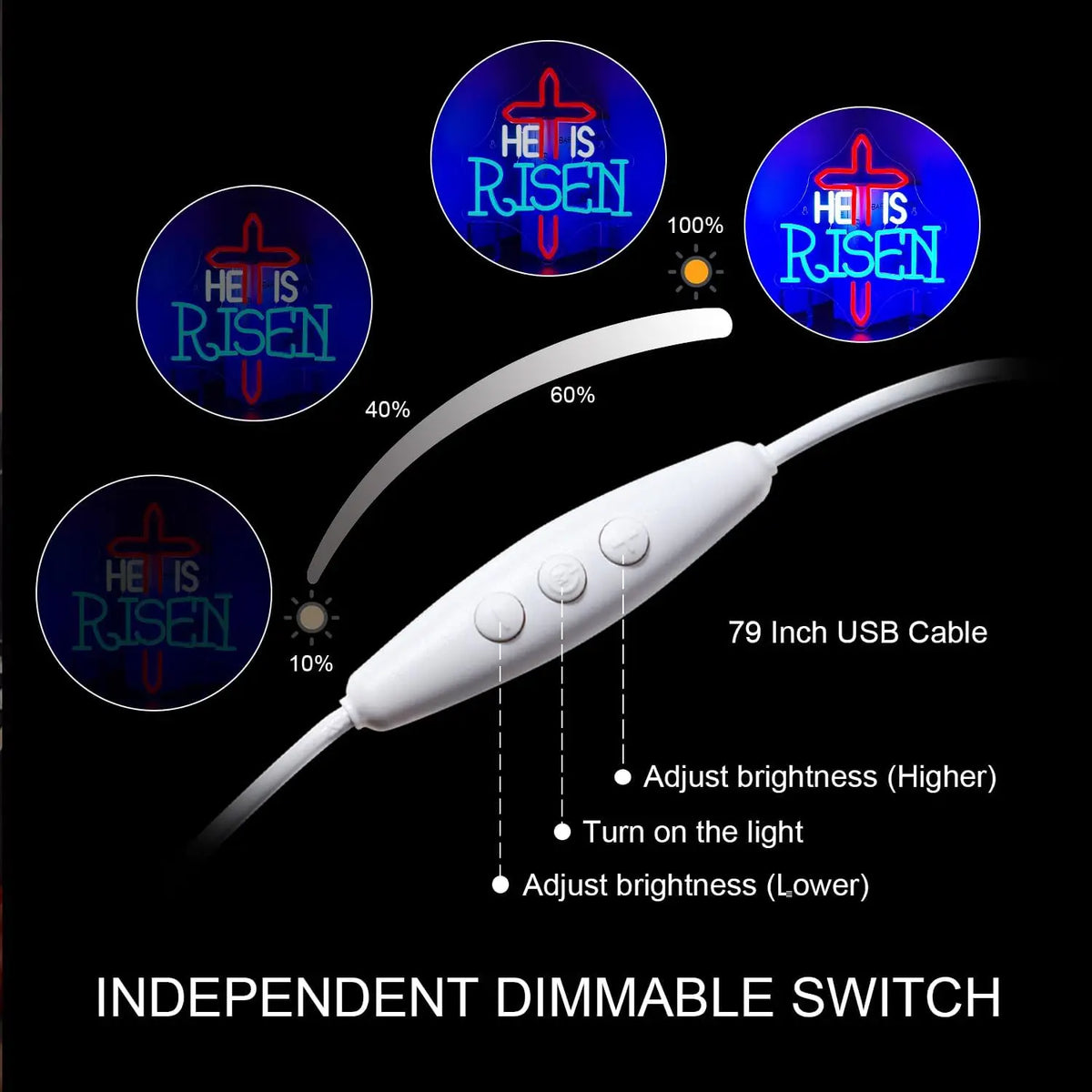 He Is Risen 5V USB LED Neon Sign - Budget Friendly
