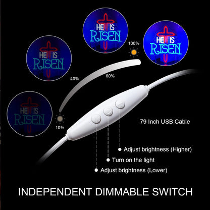He Is Risen Halloween  5V USB LED Neon Sign - Budget Friendly