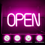 Open – Blokletters – LED-neonreclame (5 V USB)