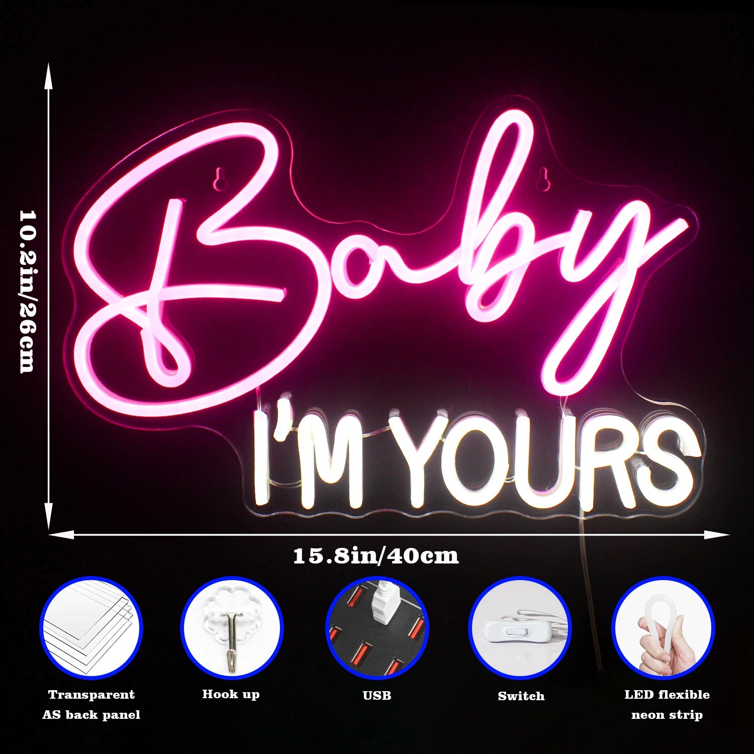 Baby Im Yours 5V USB LED Neon Sign - Budgetvriendelijk