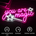you are magic – Toverstaf en sterren – LED-neonbord (5 V USB)