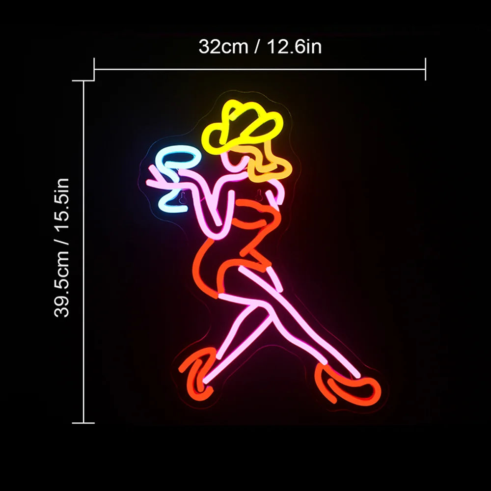 Kleurrijk vrouwensilhouet – LED-neonbord (5 V USB)