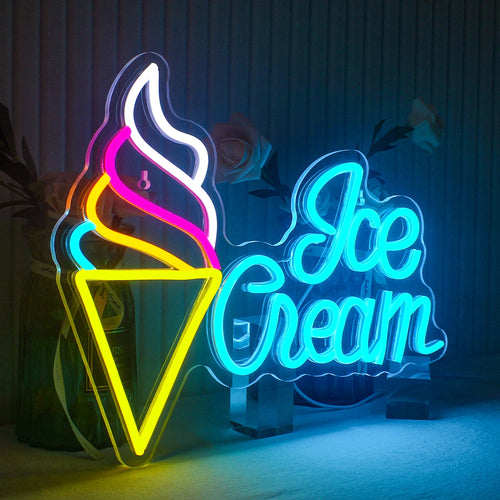 Ice Cream – IJshoorntje aan de zijkant – LED-neonreclame (5 V USB)