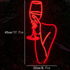 Vrouw en wijnglas – LED-neonreclame (5 V USB)