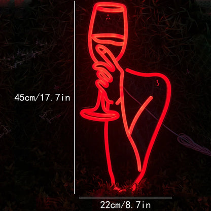 Woman Wine glass 5V USB LED Neon Sign - Budget Friendly