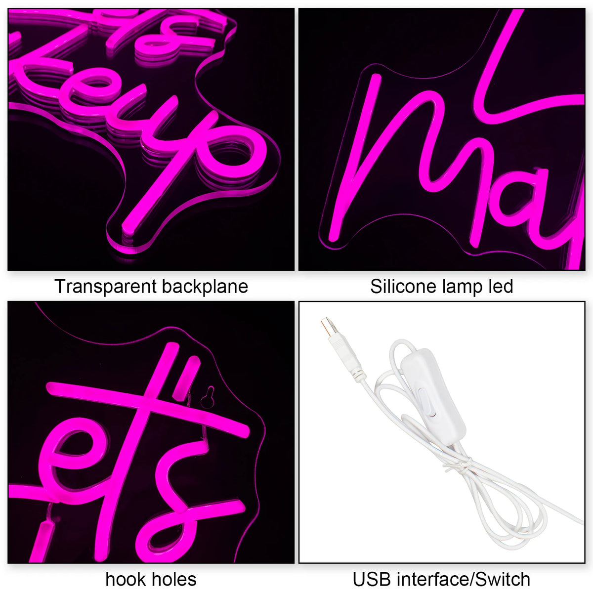 Let's Makeup – LED-neonreclame (5 V USB)
