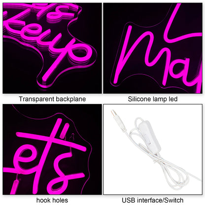 Let's Makeup 5V USB LED Neon Sign - Budget Friendly