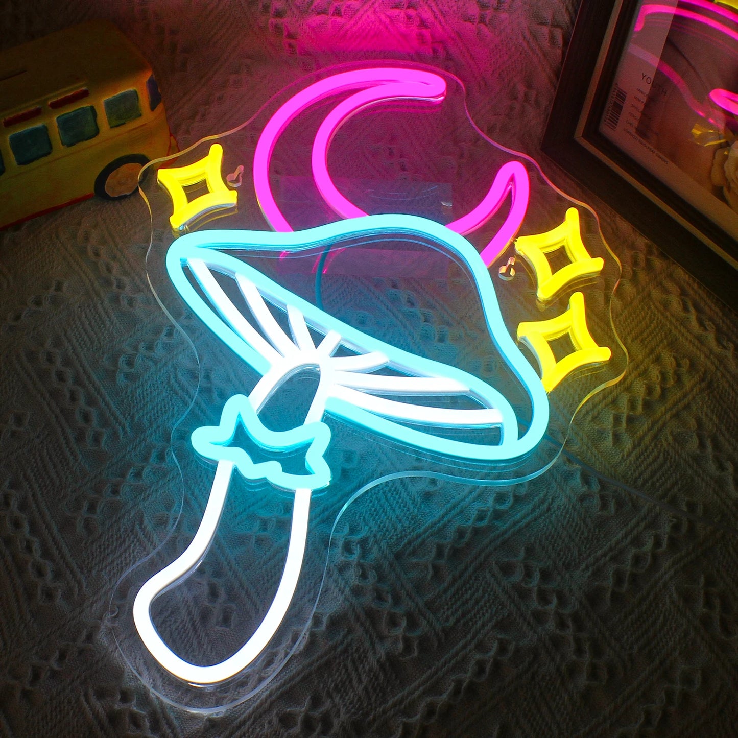 Star Moon Mushroom 5V USB LED Neon Sign - Budget Friendly