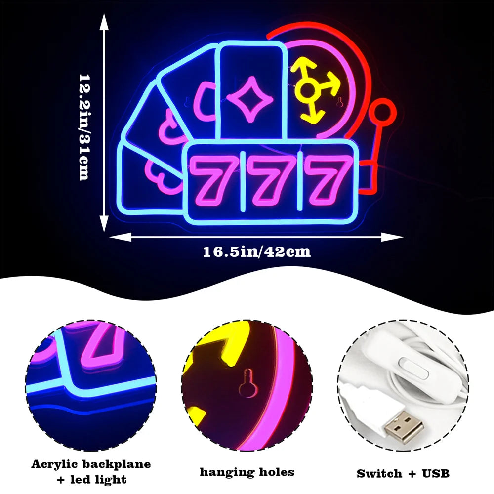 Luck 777 5V USB LED Neon Sign - Budget Friendly
