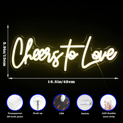 Cheers to Love 5V USB LED Neon Sign - Budget Friendly
