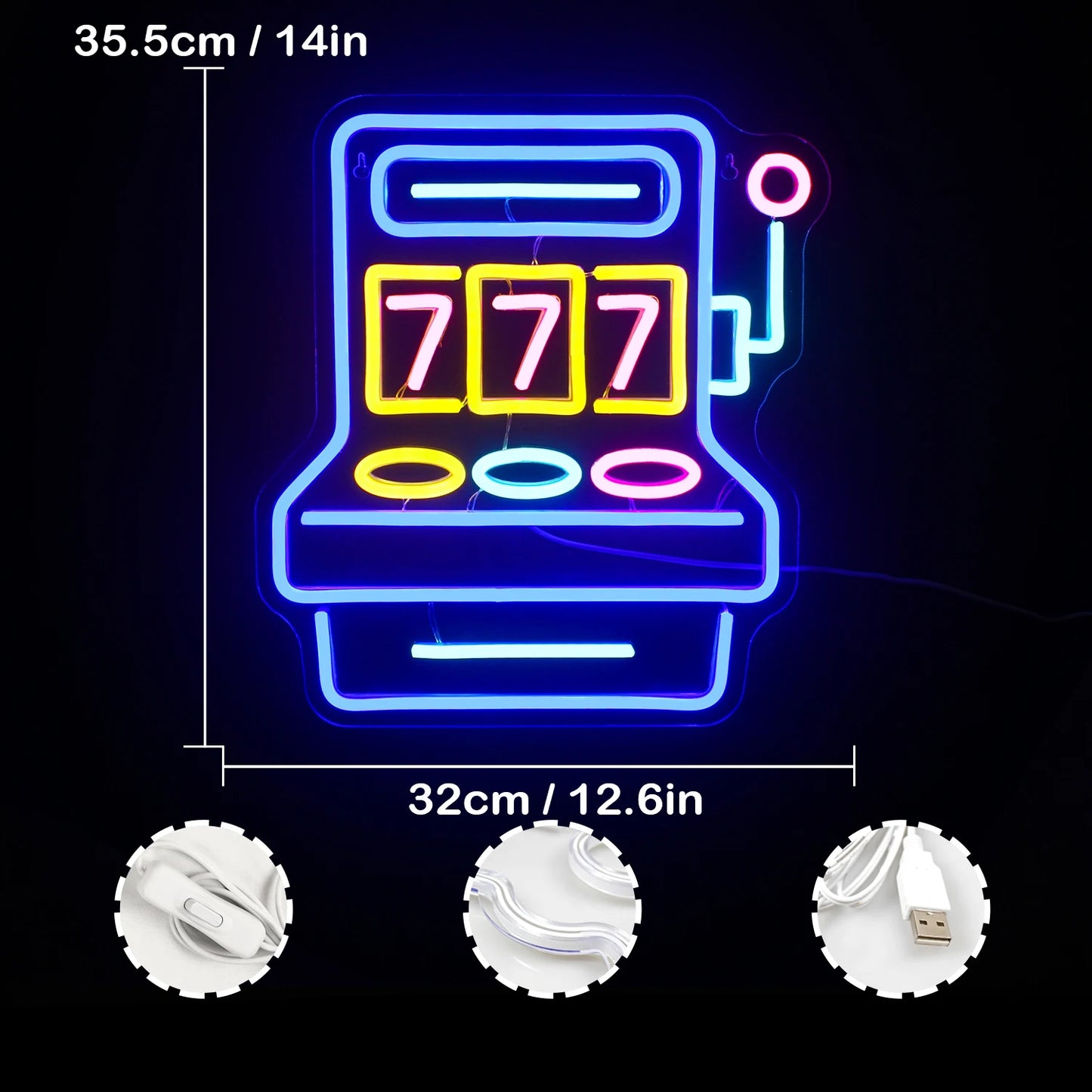 777 Game Room 5V USB LED Neon Sign - Budget Friendly