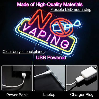 No Vaping 5V USB LED Neon Sign - Budget Friendly