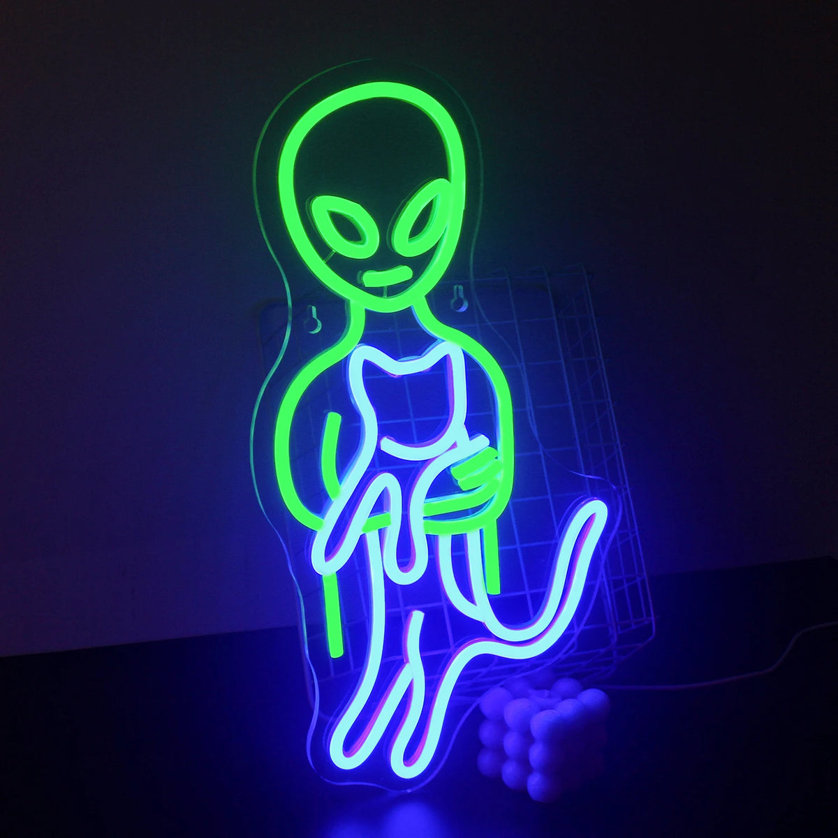 Groene alien – LED-neonbord (5 V USB)