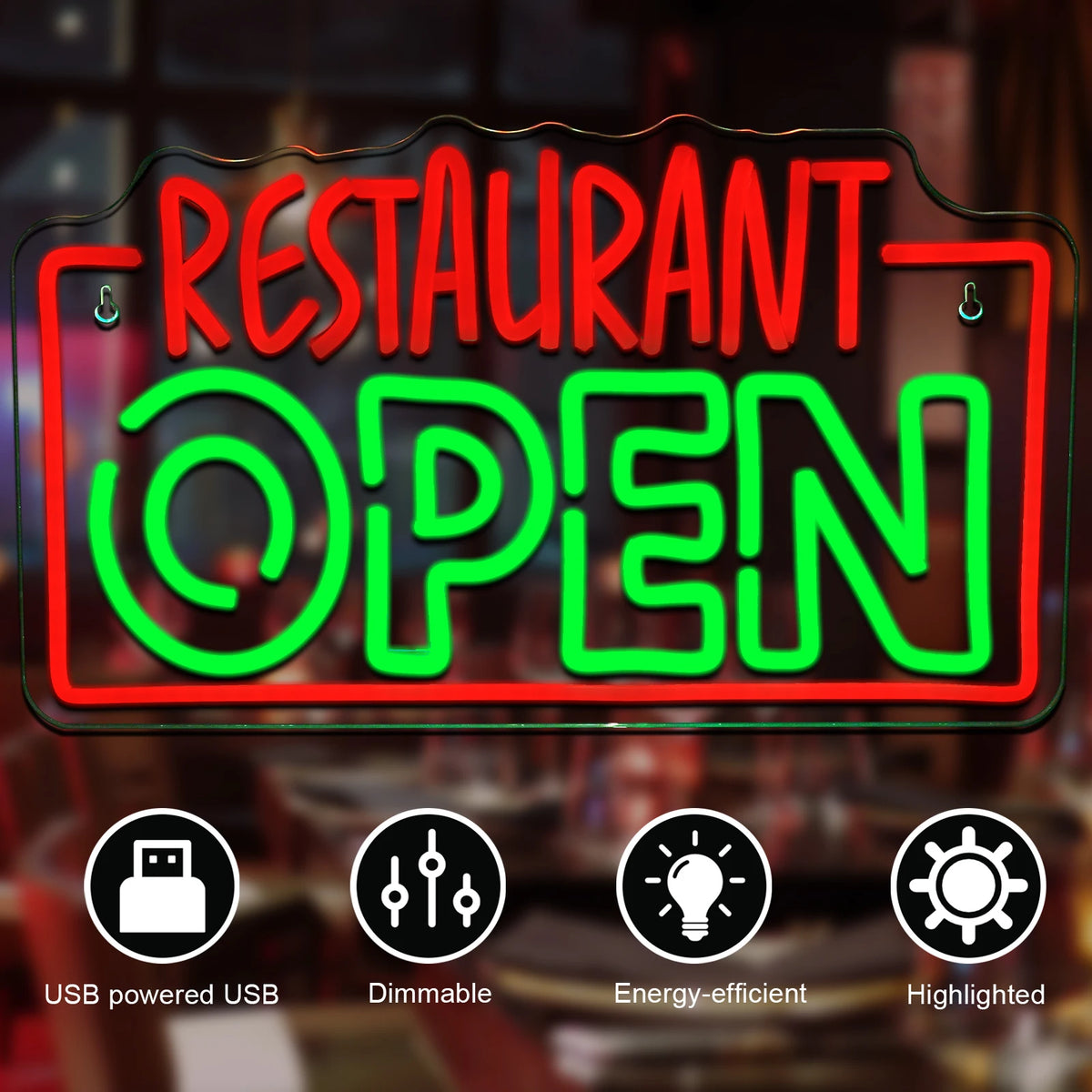 Restaurant OPEN – LED-neonreclame (5 V USB)