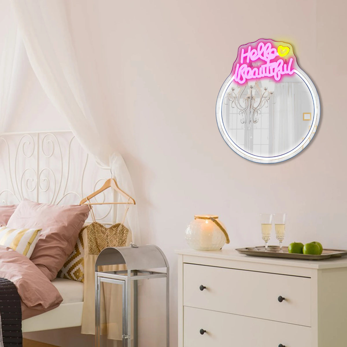 Mirror Hello Beautiful – LED-neonbord (5 V USB)