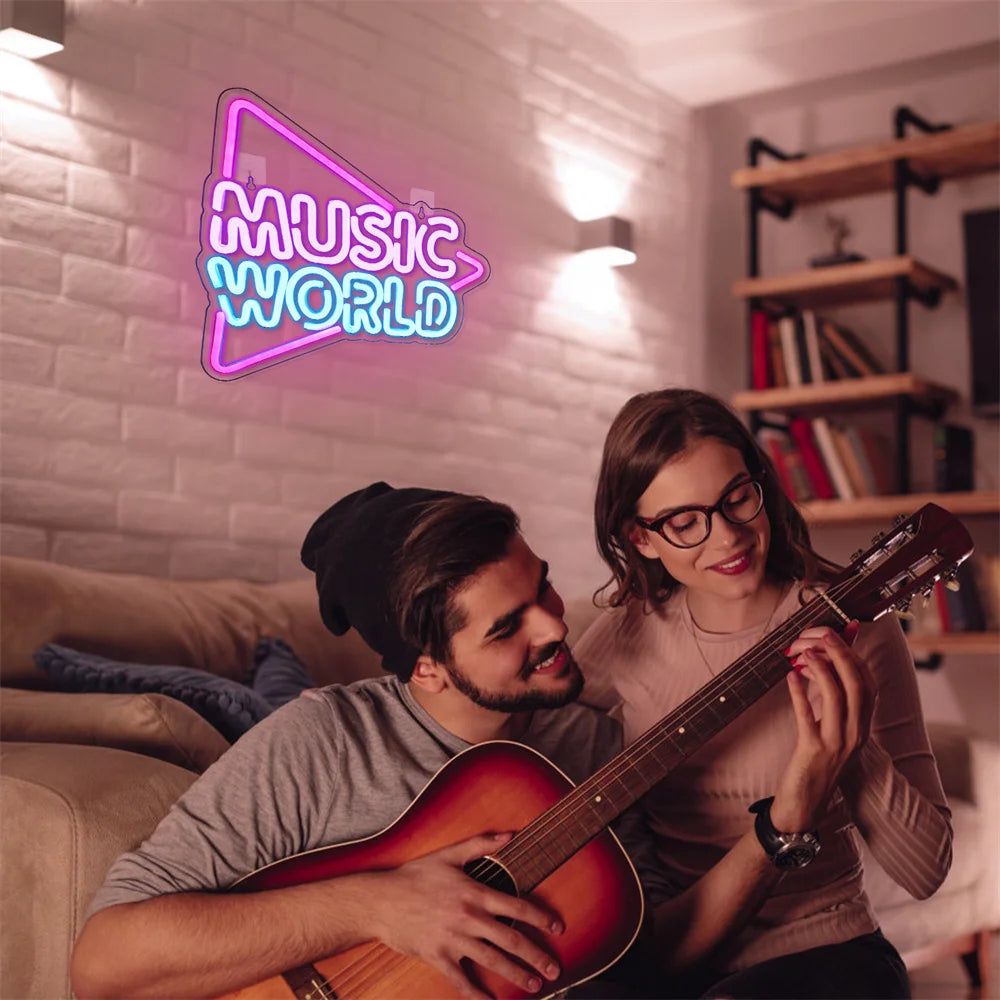 Music World 5V USB LED Neon Sign - Budget Friendly