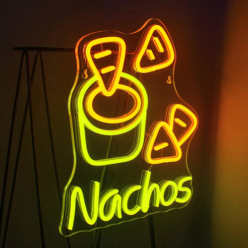 Nachos – Tortillachips en dip – LED-neonreclame (5 V USB)