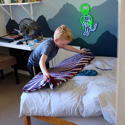 Green Alien 5V USB LED Neon Sign - Budget Friendly