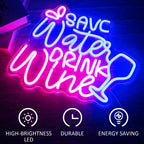 SAVE Water DRINK Wine – Wijnglas en druppels – LED-neonreclame (5 V USB)