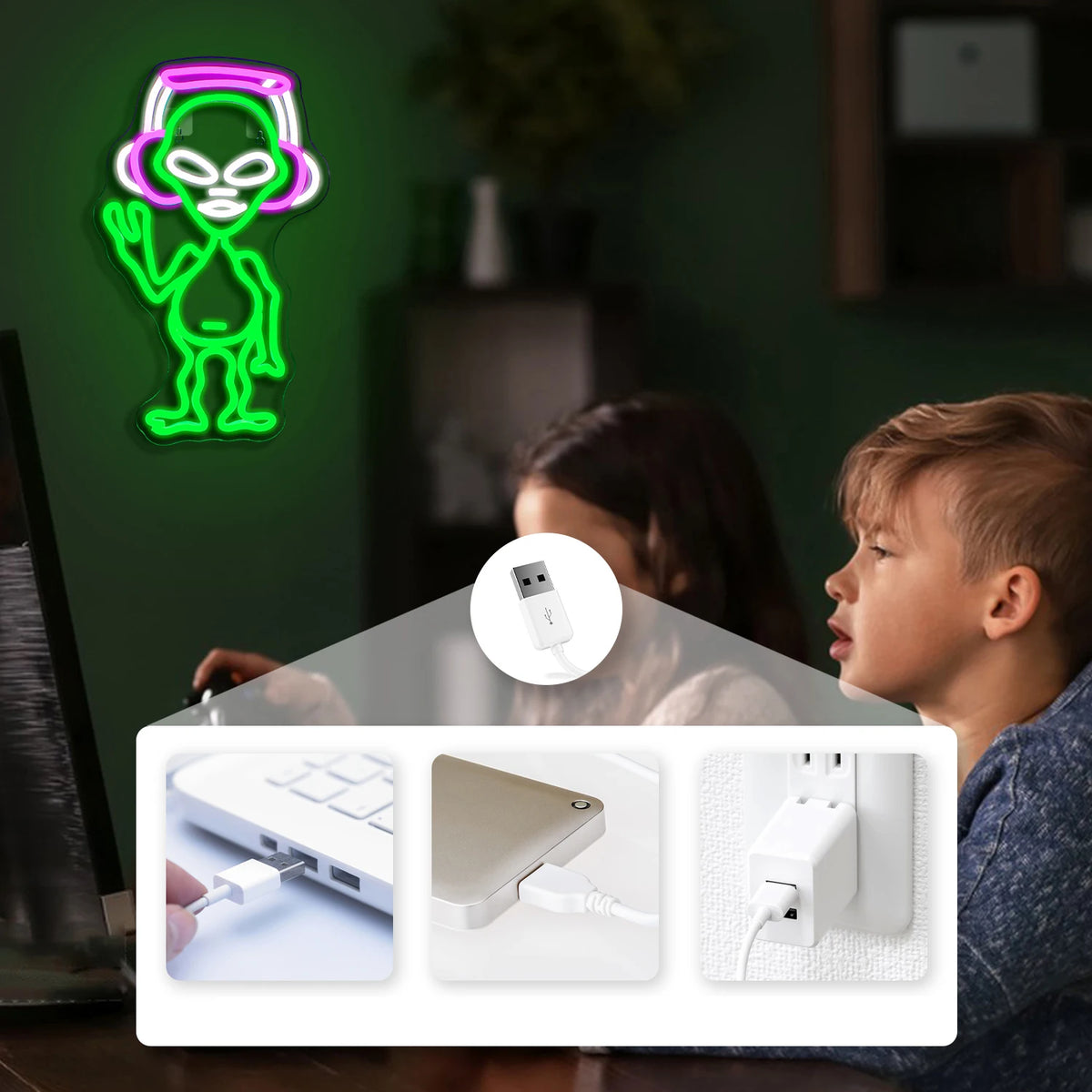 Alien Music 5V USB LED Neon Sign - Budgetvriendelijk