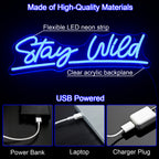 Stay Wild 5V USB LED Neon Sign - Budget Friendly