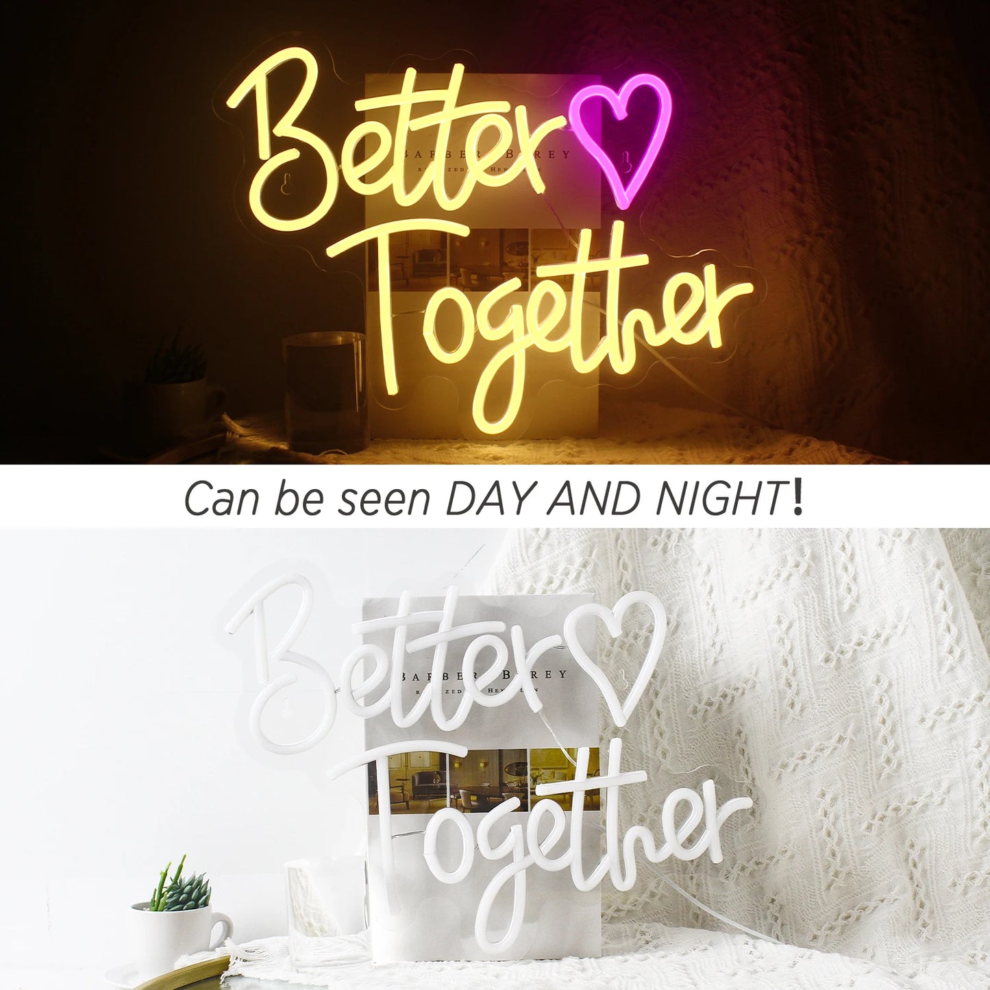 Better Together Heart 5V USB LED Neon Sign - Budget Friendly