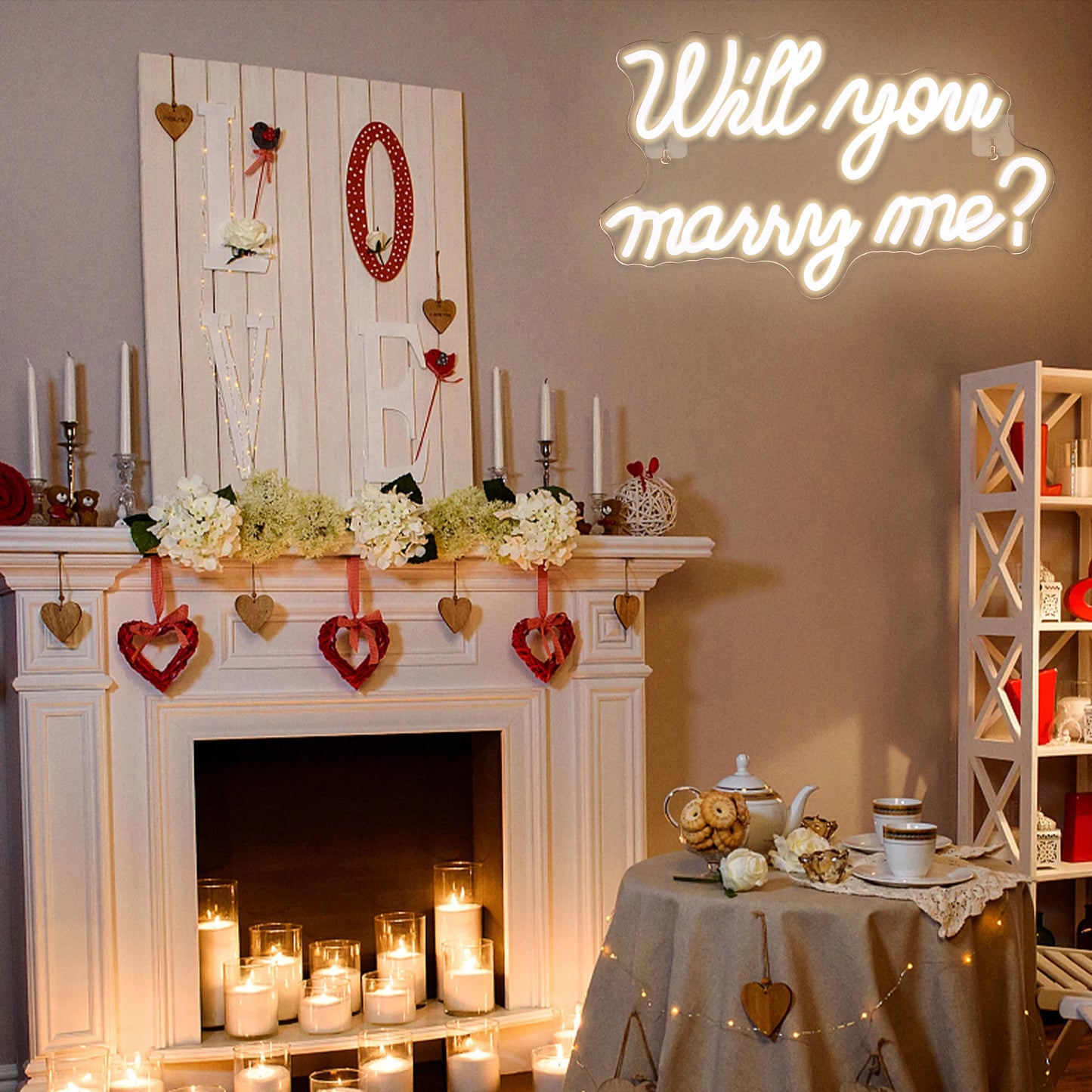 Will You Marry Me Wedding Proposal Decoration Party 5V USB LED Neon Sign - Budget Friendly