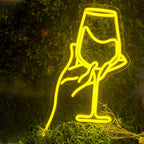 Rodewijnglas – LED-neonreclame (5 V USB)