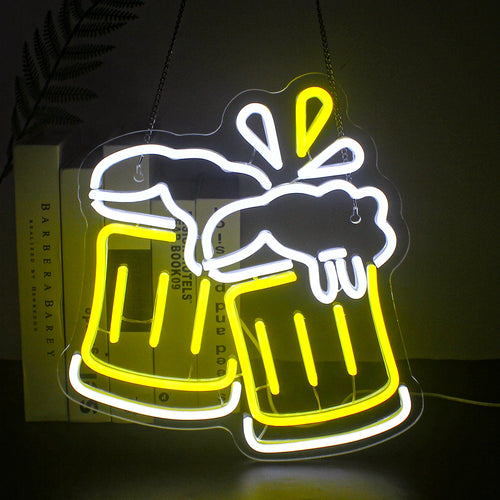 Klinkende bierglazen – LED-neonreclame (5 V USB)