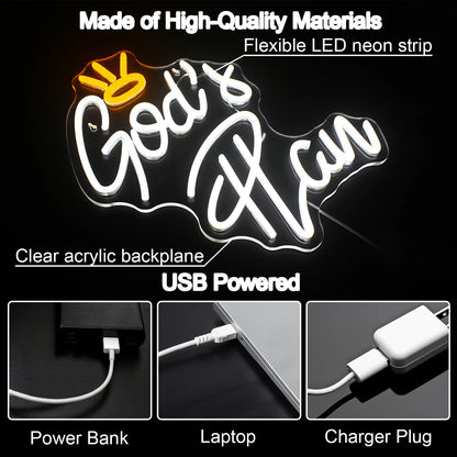 God's Plan Letter 5V USB LED Neon Sign - Budget Friendly