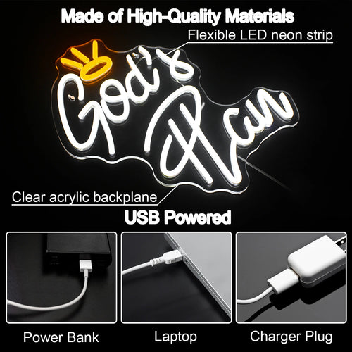 God's Plan Letter – LED-neonbord (5 V USB)
