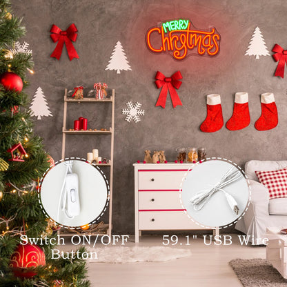Merry Christmas 5V USB LED Neon Sign - Budget Friendly