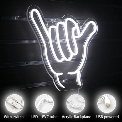 Gesture Encourage Praise 5V USB LED Neon Sign - Budget Friendly