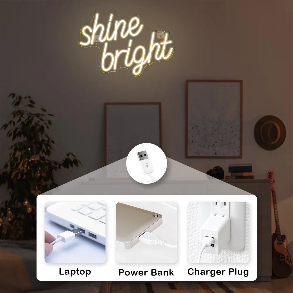 Shine Bright – LED-neonbord (5 V USB)