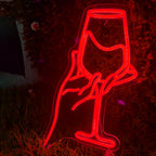 Rodewijnglas – LED-neonreclame (5 V USB)