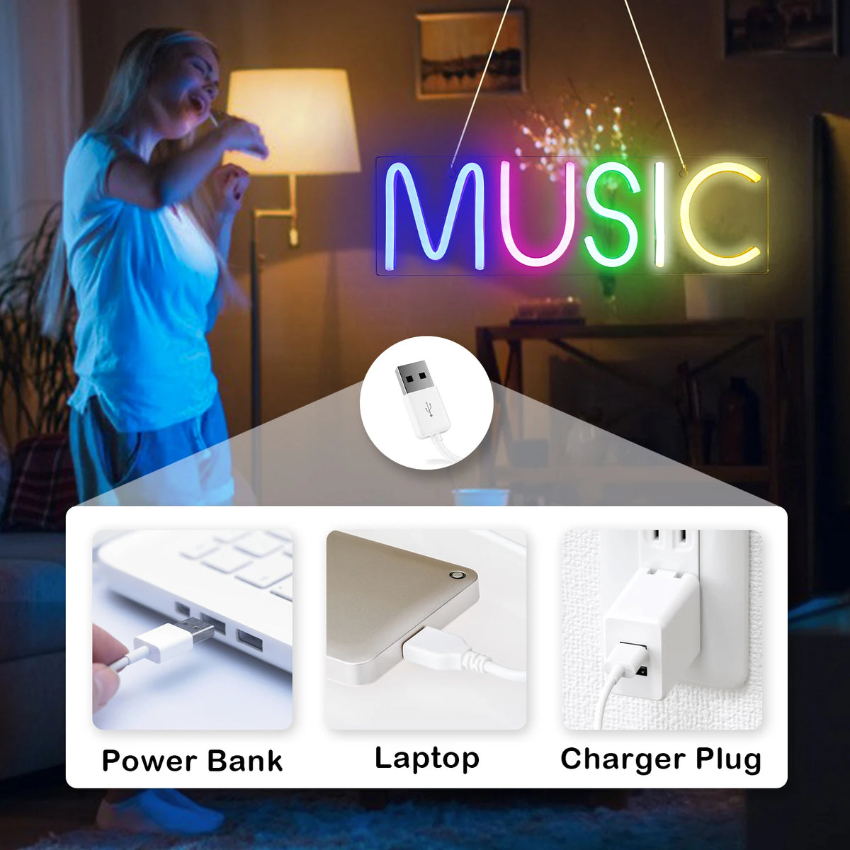 Music – LED-neonbord (5 V USB)