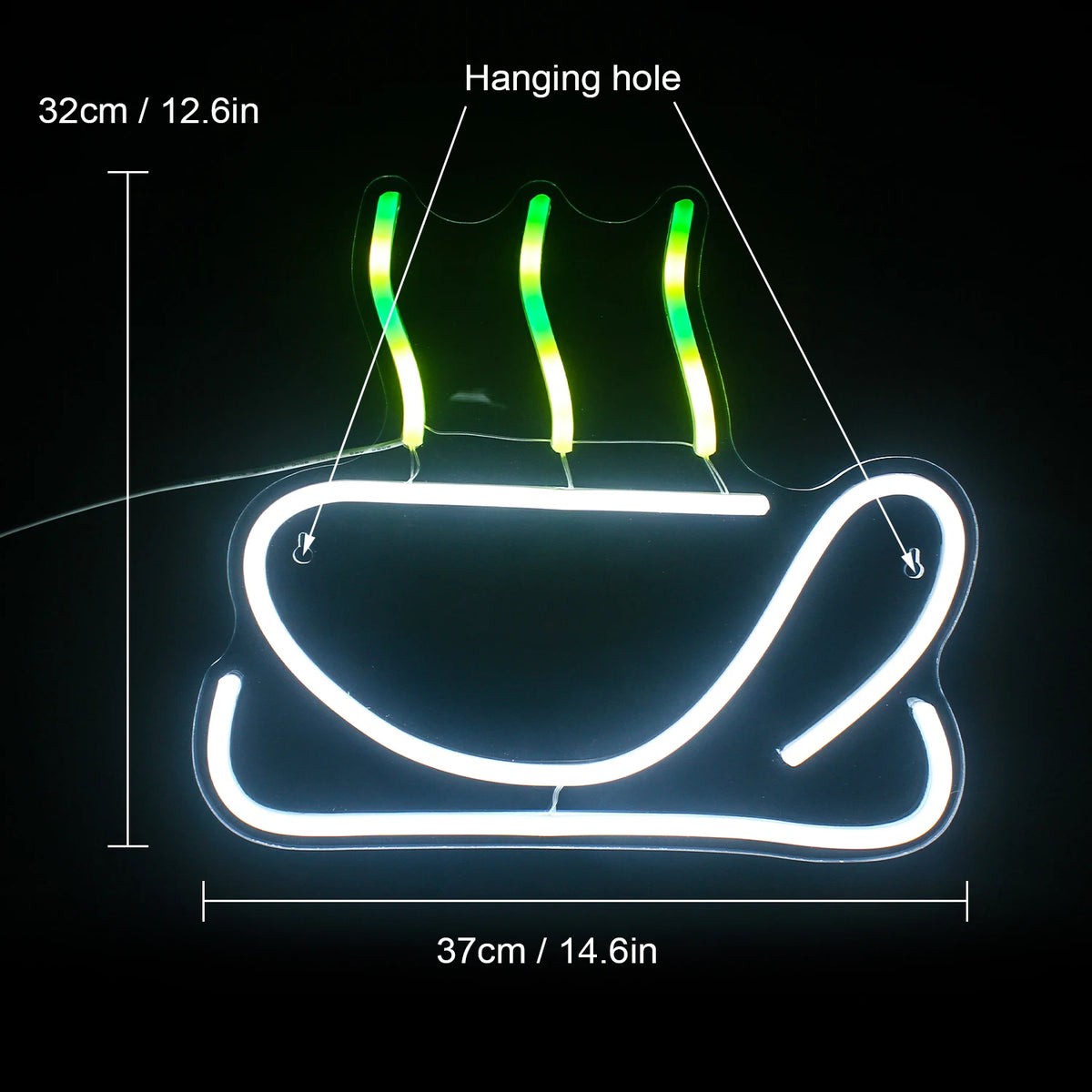 Kleurrijk koffiemotief – LED-neonreclame (5 V USB)