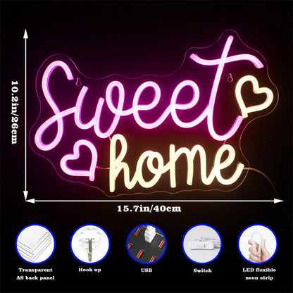 Sweet Home 5V USB LED Neon Sign - Budget Friendly