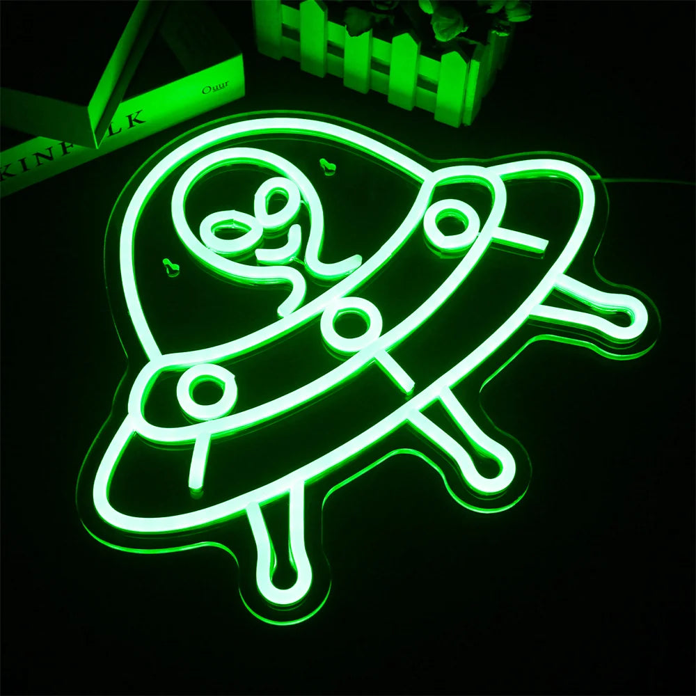 Green Alien 5V USB LED Neon Sign - Budget Friendly