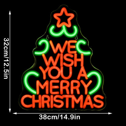 We Wish You A Merry Christmas 5V USB LED Neon Sign - Budget Friendly