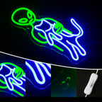 Groene alien – LED-neonbord (5 V USB)