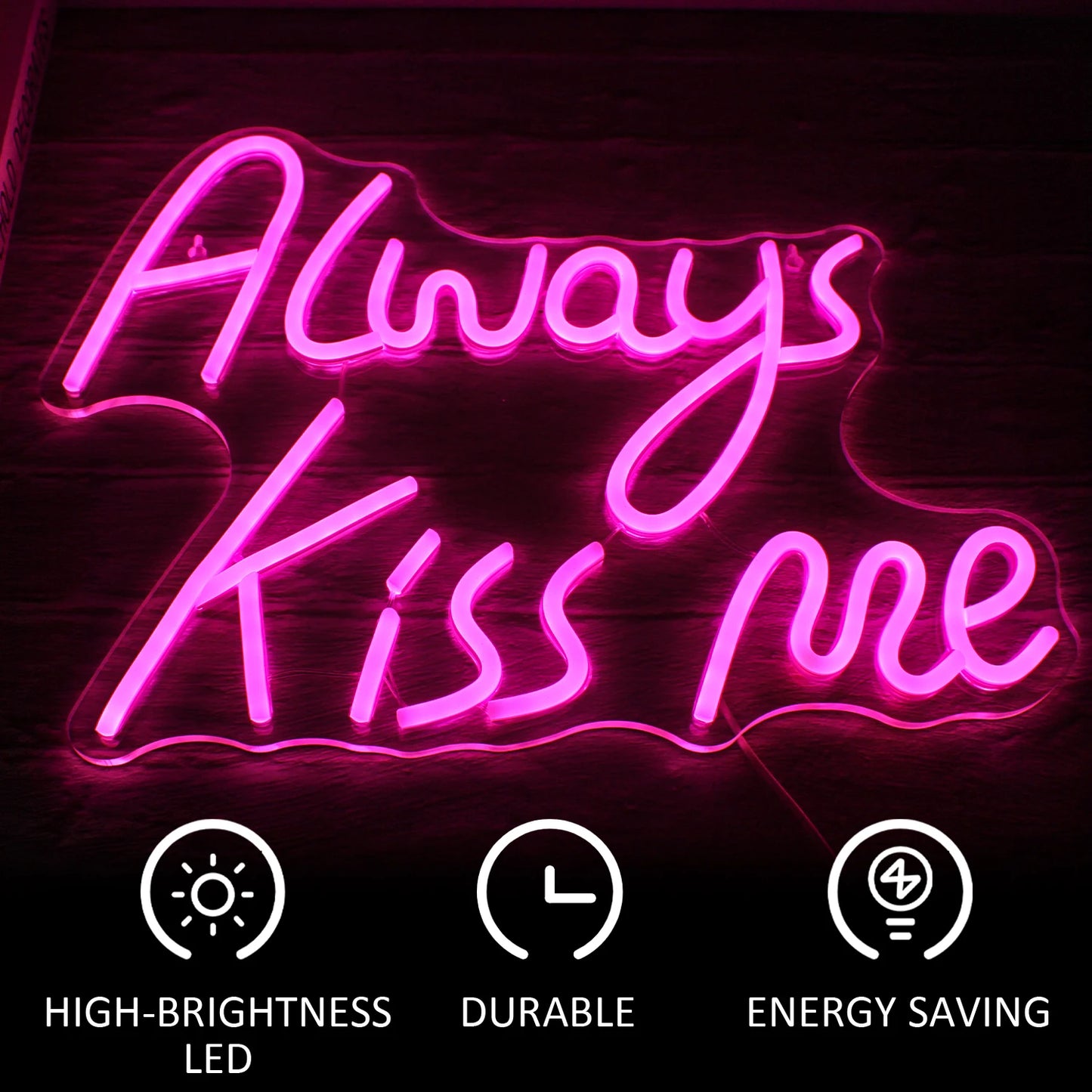 Always Kiss Me Pink 5V USB LED Neon Sign - Budget Friendly