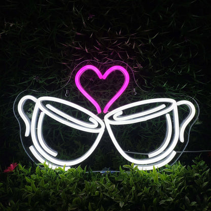 Coffee Cheers Heart 5V USB LED Neon Sign - Budget Friendly