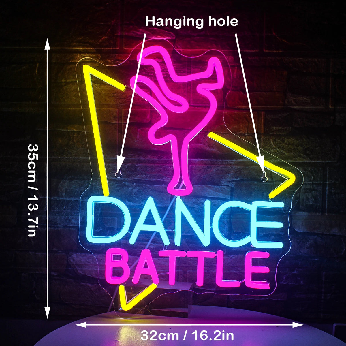 DANCE BATTLE – Danser en driehoeksomtrek – LED-neonbord (5 V USB)