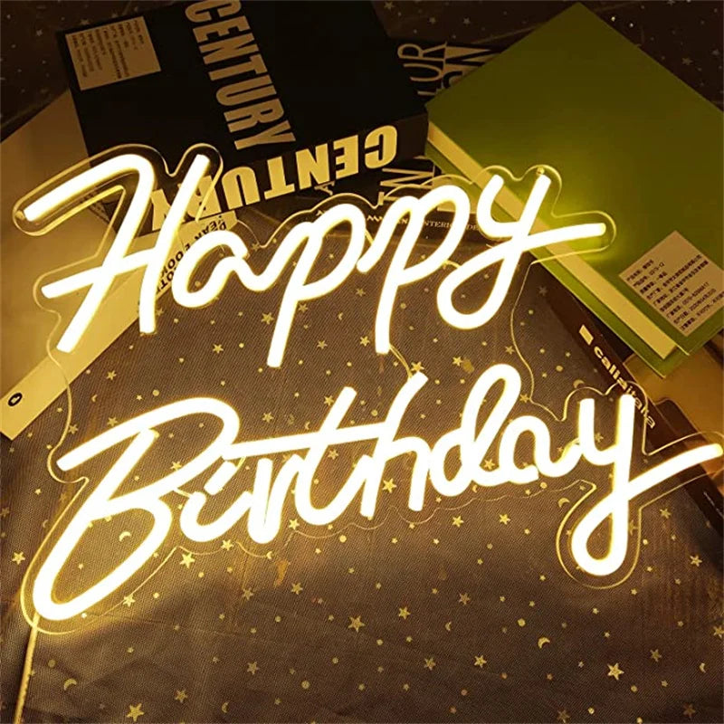 Happy Birthday 5V USB LED Neon Sign - Budget Friendly