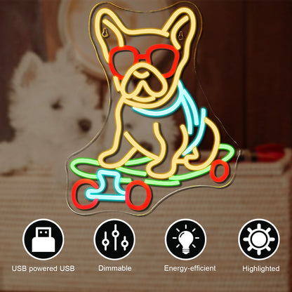 Skateboard Dog 5V USB LED Neon Sign - Budget Friendly