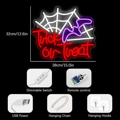 Trick Or Treat Halloween 5V USB LED Neon Sign - Budget Friendly