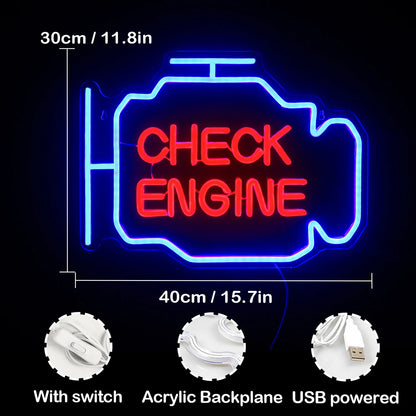 Check Engine 5V USB LED Neon Sign - Budget Friendly